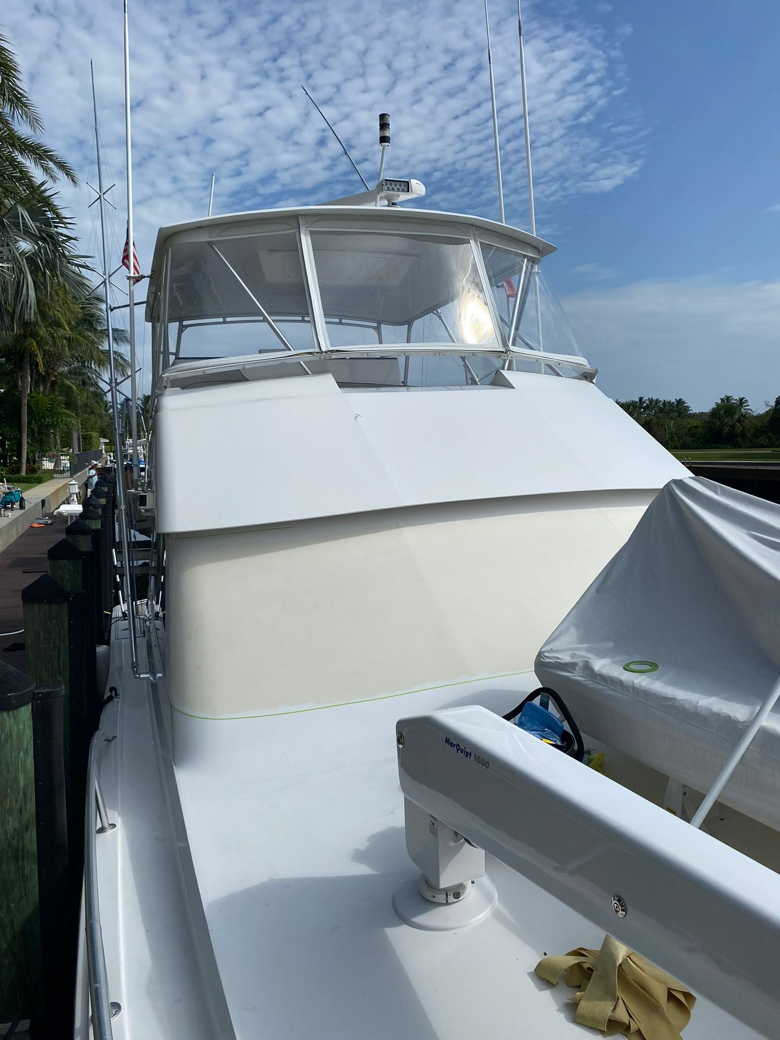 Clean, professional brow wrap installation on this popular fishing platform. Precision cutting with seamless finish.